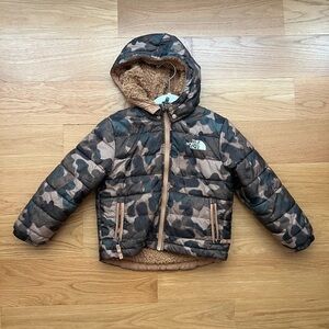 The North Face Brown and Black Camo Boys Hooded Jacket